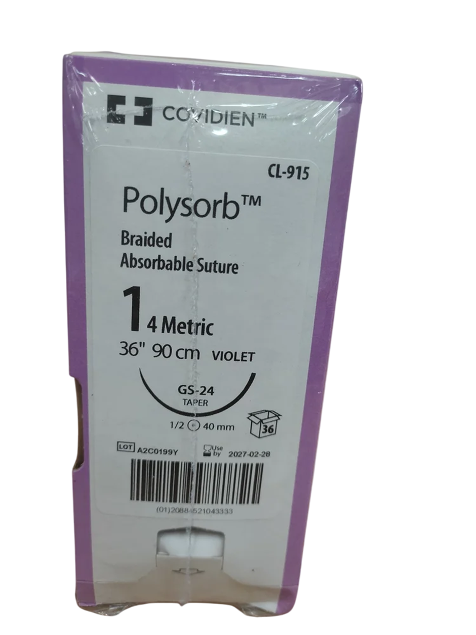 Covidien Polysorb Suture 1-0 - CL-915 Pack of 36