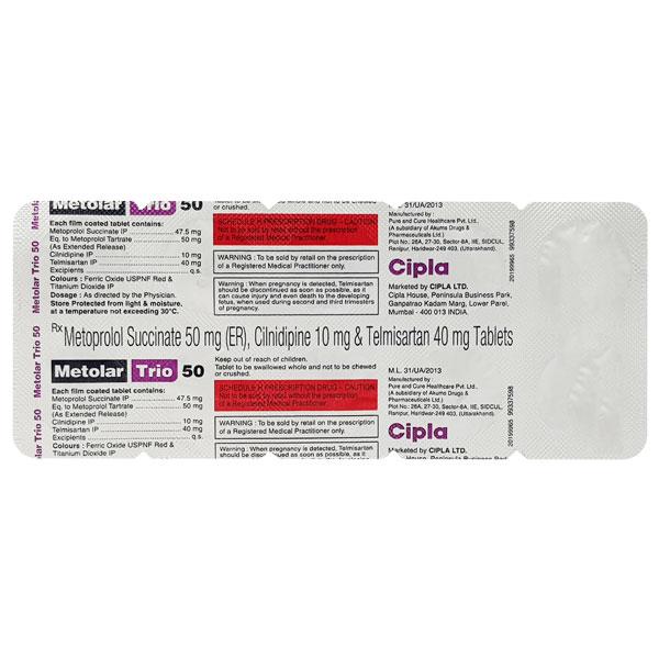 METOLAR TRIO 50 Tablet 10's
