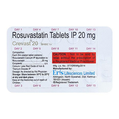 CREVAST 20 Tablet 15's - Global Surgicals