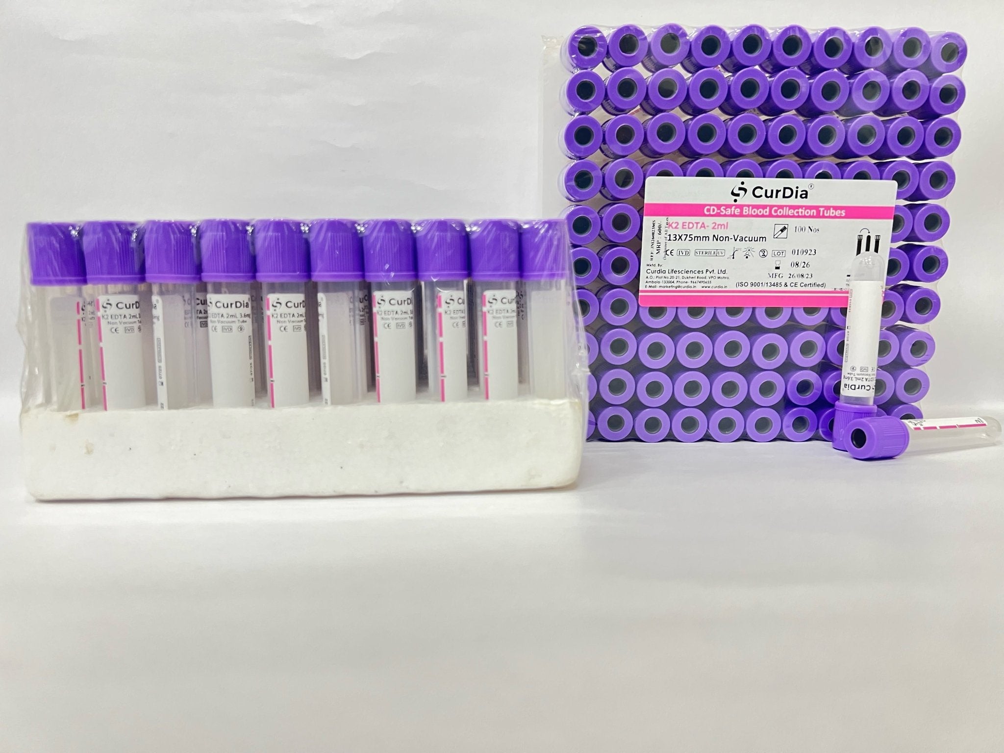 Curdia K2EDTA Non Vacuum Blood Collection Tube - Global Surgicals