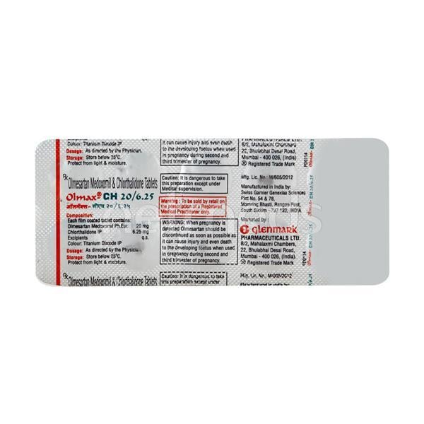Olmax CH 20/6.25mg Tablet 10'S