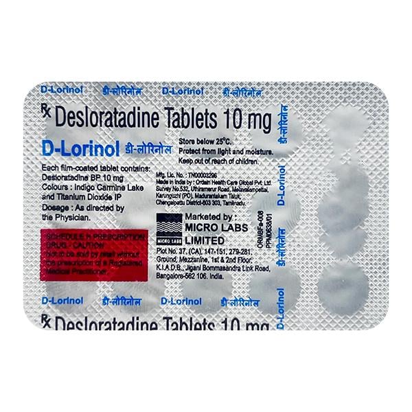 D LORINOL Tablet 15's - Global Surgicals