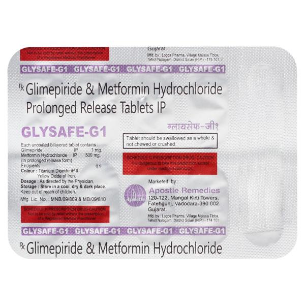 GLYSAFE G 1mg/500mg Tablet 10's