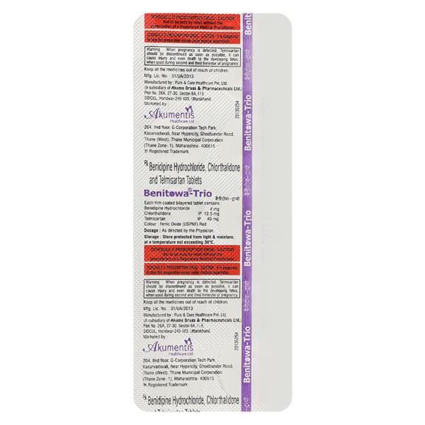 Benitowa Trio 4/40/12.5mg Tablet 10'S