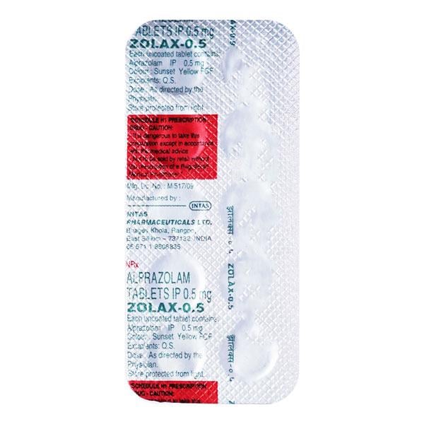 Zolax 0.50mg Tablet 10'S