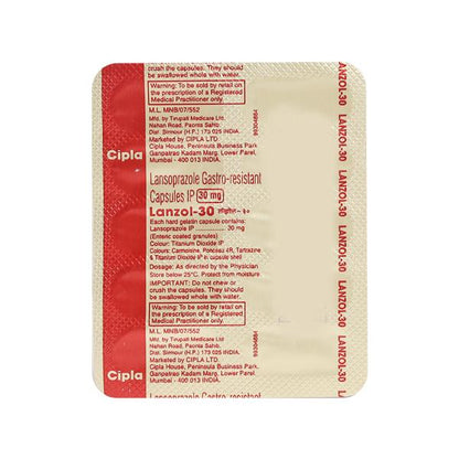 Lanzol 30mg Capsule 10'S
