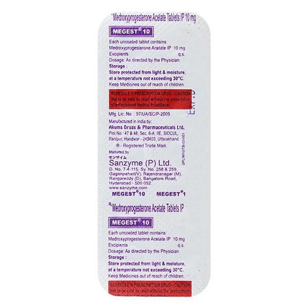 Megest 10mg Tablet 10'S