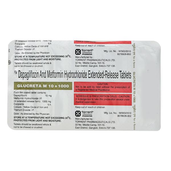 GLUCRETA M 10+1000 Tablet 10's