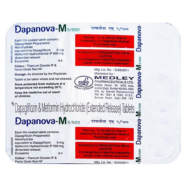 DAPANOVA M 5/500 Tablet 15's