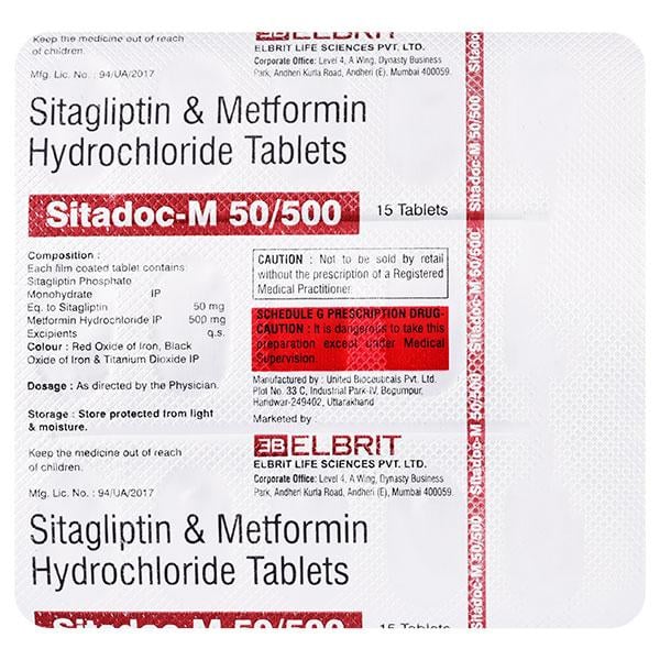 SITADOC M 50/500 Tablet 15's