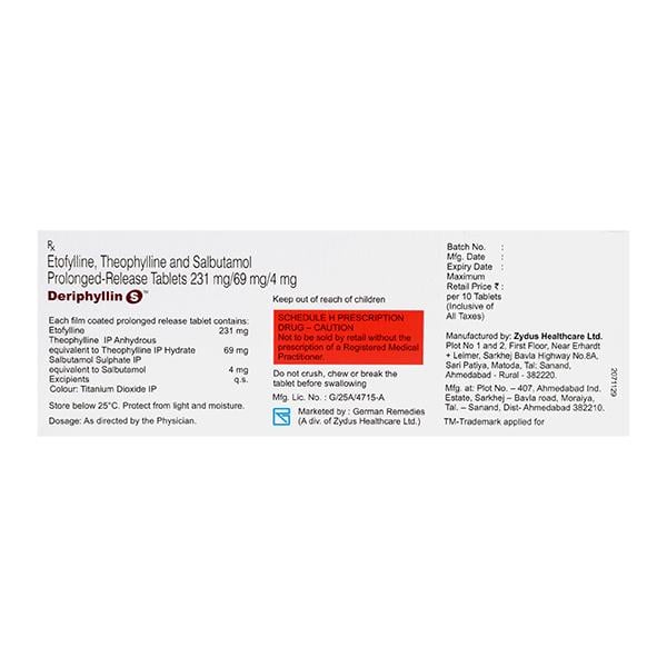 Deriphyllin S Tablet 10'S