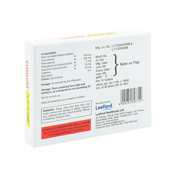 CRITICOLD ADVANCE Tablet 10's