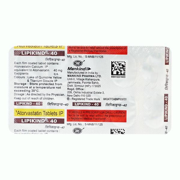 Lipikind 40mg Tablet 10'S