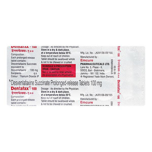 Denlafax 100mg Tablet 10'S