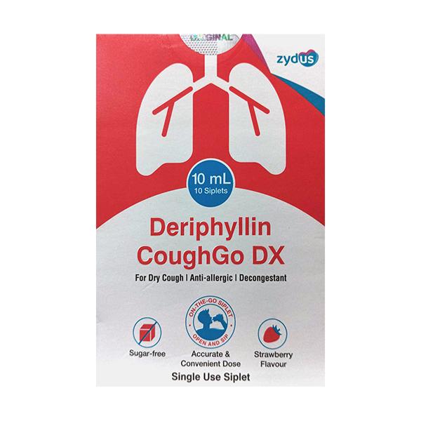 DERIPHYLLIN COUGHGO DX SUGAR FREE STRAWBERRY FLAVOUR Siplet 10x10ml - Global Surgicals