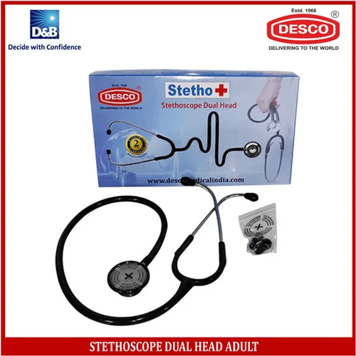 Desco STETHOSCOPE DUAL HEAD ADULT CHROME PLATED CHEST PIECE - DIST 102 - Global Surgicals
