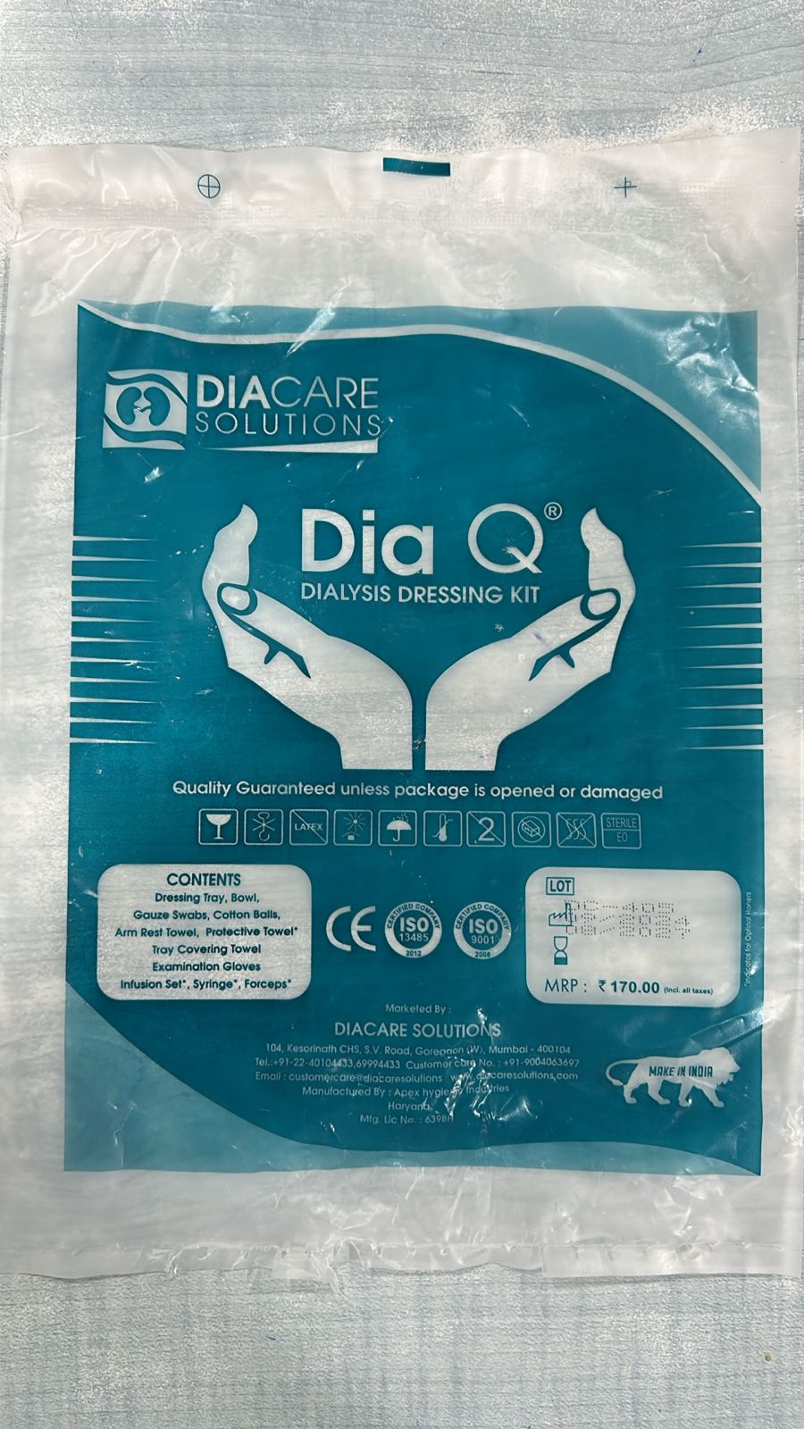 Diacare Dia - Q Dialysis On Off Kit - Global Surgicals