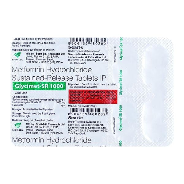 GLYCIMET SR 1000mg Tablet 10's