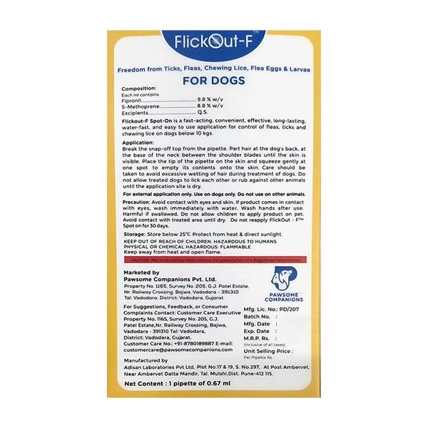 FLICKOUT F SPOT ON (VET) FOR DOGS 0-10KG Liquid 0.67ml