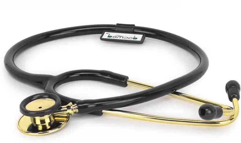 docmed Dual Head Stethoscope Cardiology Stethoscope (Black Gold) - Global Surgicals