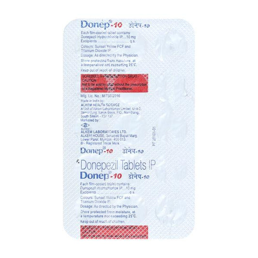 Donep 10mg Tablet 15'S - Global Surgicals