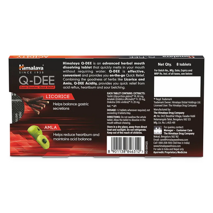 Himalaya Q-Dee Acidity Relief, 8 Tablets