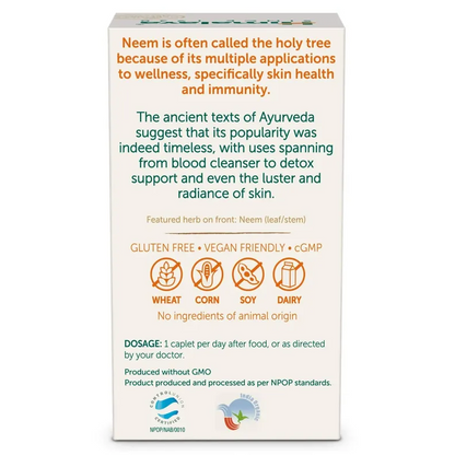 Himalaya Organic Neem, 60 Caplets I For Skin & Body Detox I Reduced Acne Severity Scores by 45%* I Supports Healthy, Clear & Radiant Skin I 60 Veg Caplets