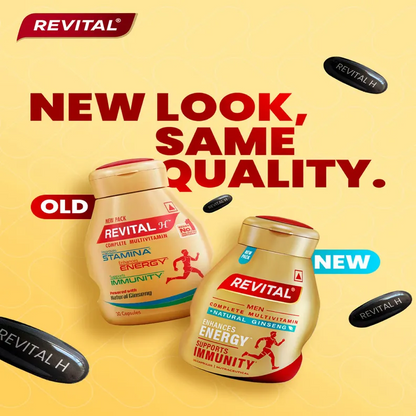 Revital for Men with Multivitamins, Calcium, Zinc & Natural Ginseng, 30 Capsules | For Daily Immunity Strong Bones, and Enhances Energy Level