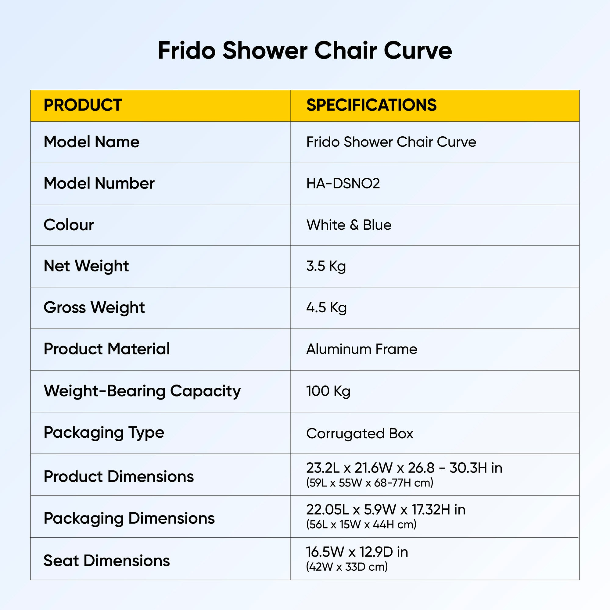 Frido Shower Chair Curve
