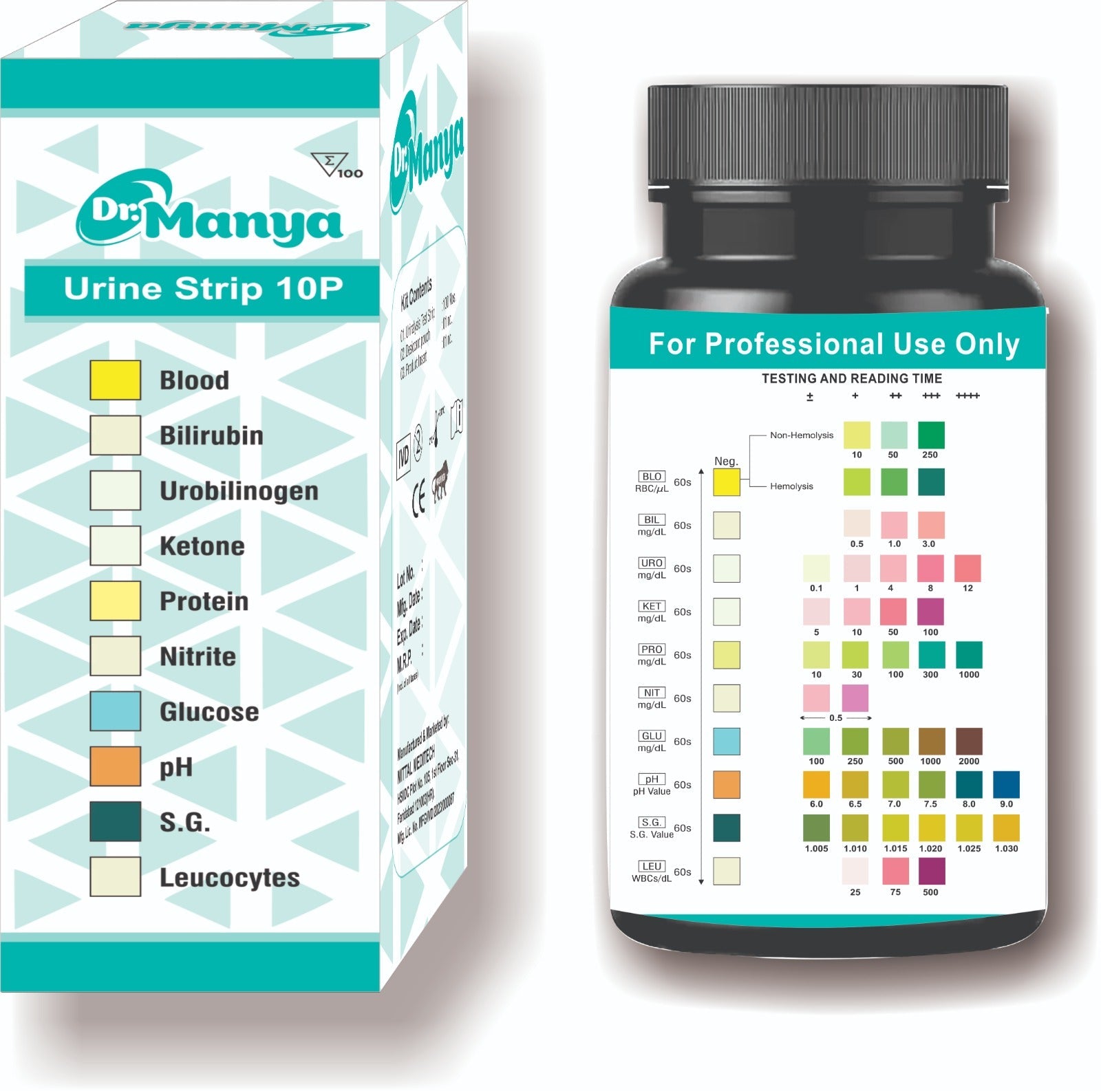 Dr.Manya  Wellness Urine Strips 10 Parameter - Global Surgicals