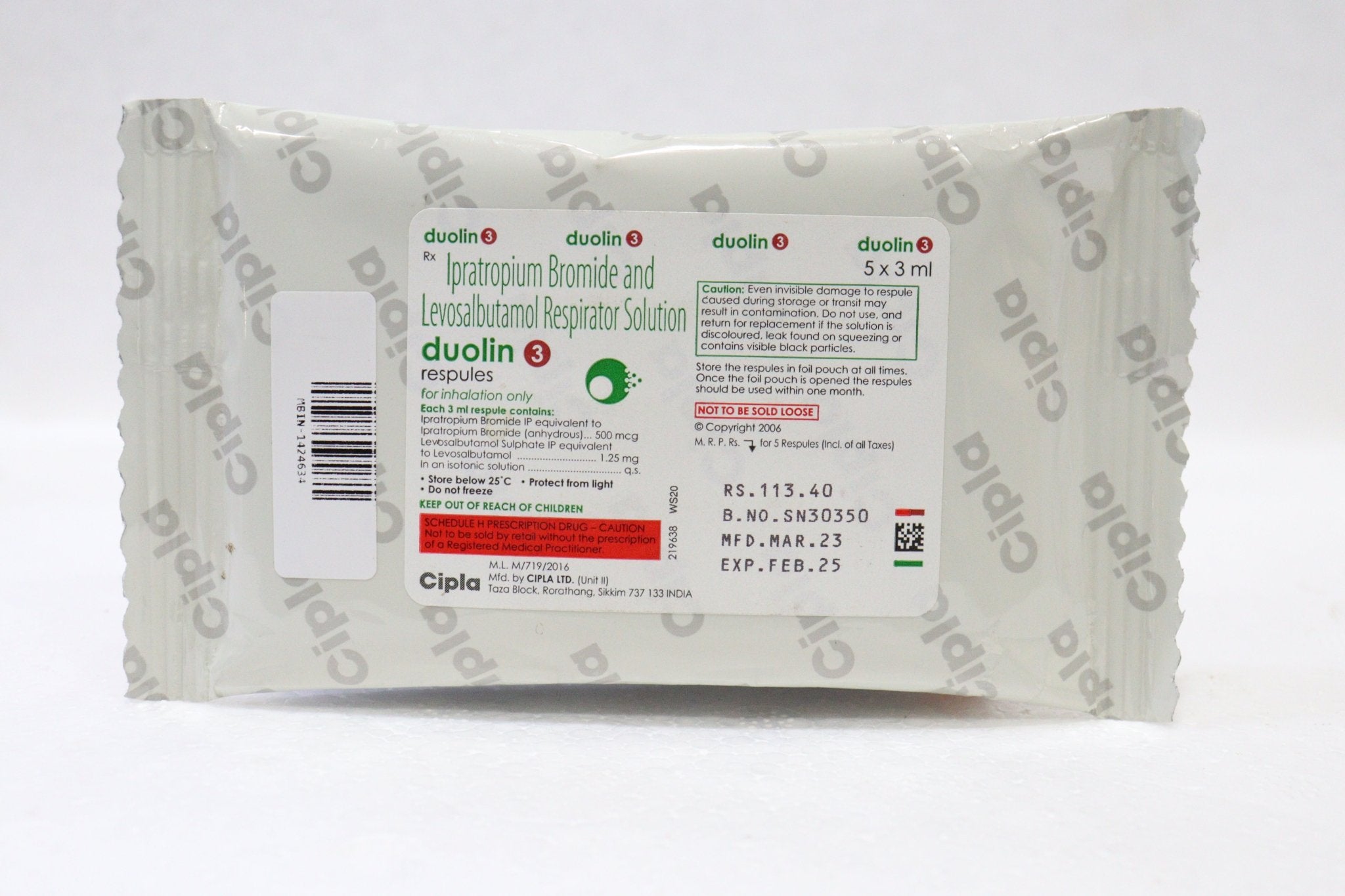 Duolin 1.25mg 3ml Respules - Global Surgicals
