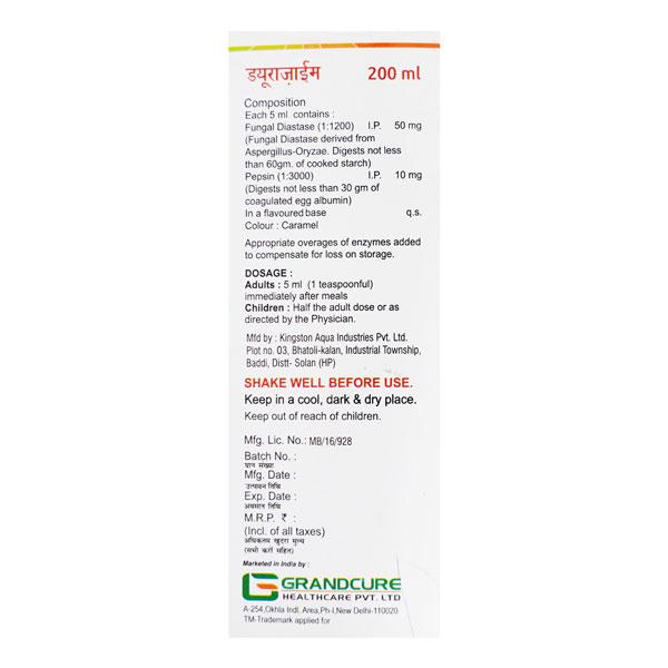 DURAZYME Syrup 200ml - Global Surgicals