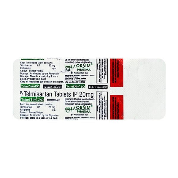 TELMISIM 20mg Tablet 10's