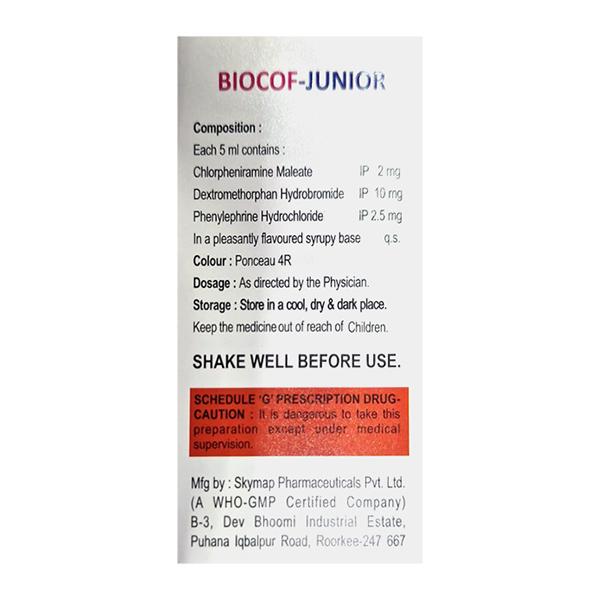 BIOCOF JUNIOR Strawberry Flavour Syrup 60ml