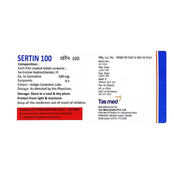 SERTIN 100MG TABLET 10'S