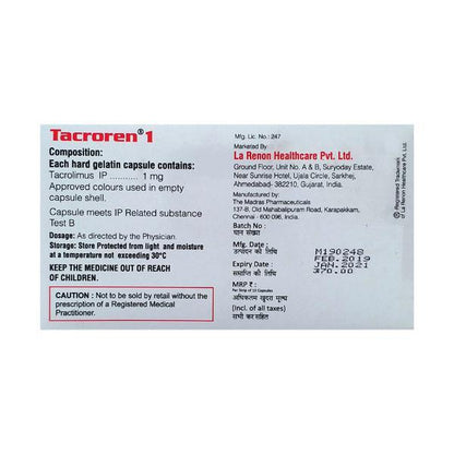 Tacroren 1mg Capsule 10'S