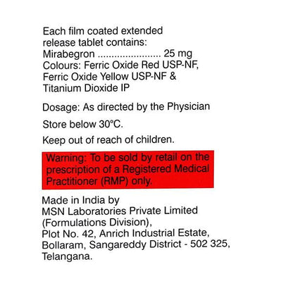 Mirbeg 25mg Tablet 10'S