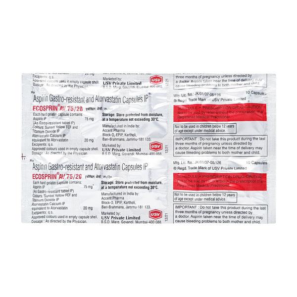 Ecosprin AV 75/20mg Capsule 10'S - Global Surgicals