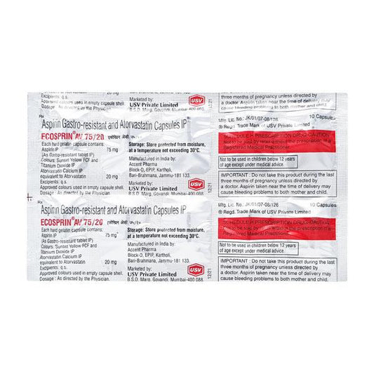 Ecosprin AV 75/20mg Capsule 10'S - Global Surgicals