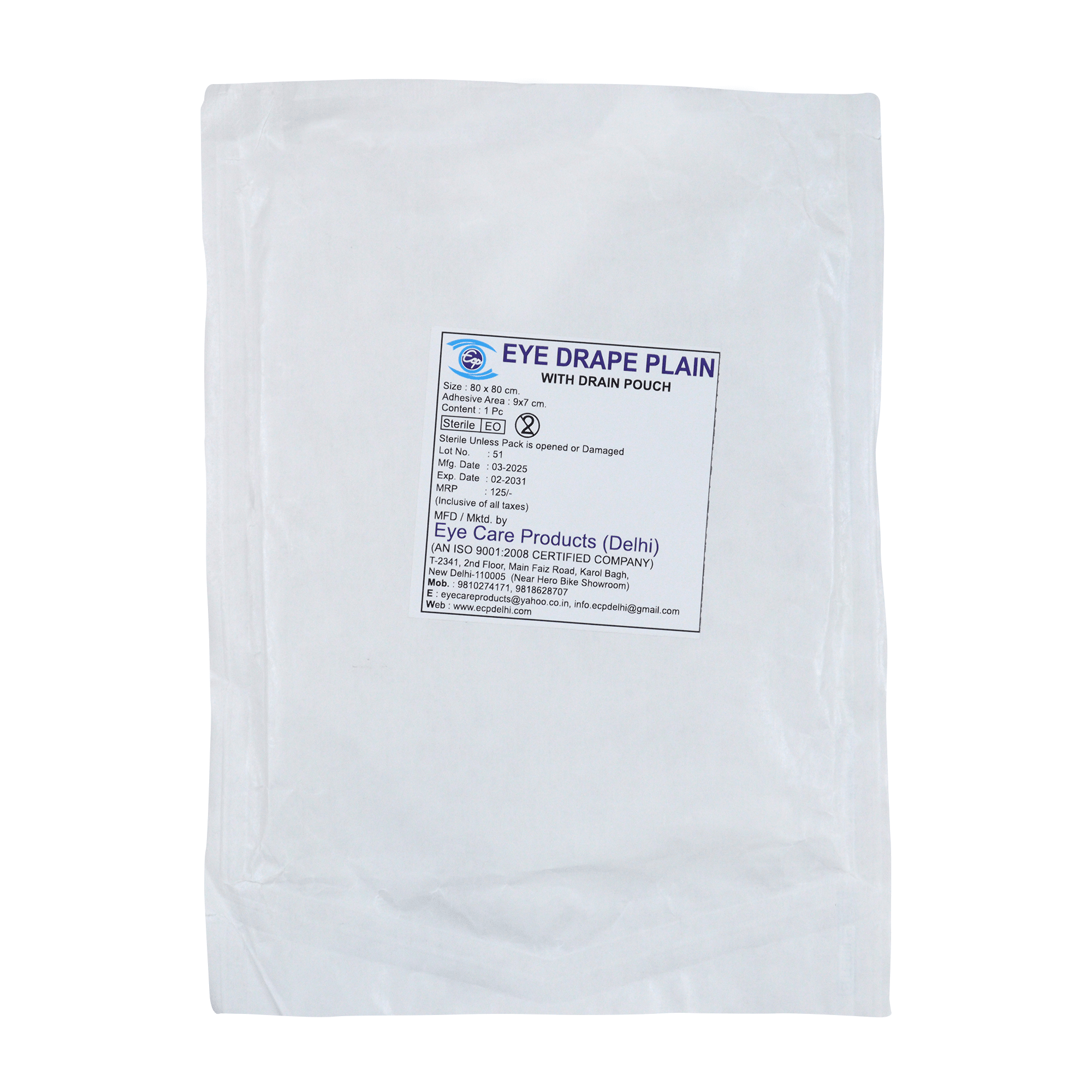 ECP Eye Drape plain with Pouch - Global Surgicals