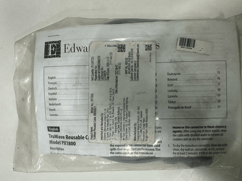 Edwards TruWave Pressure Transducer PX1800 Cable - Global Surgicals