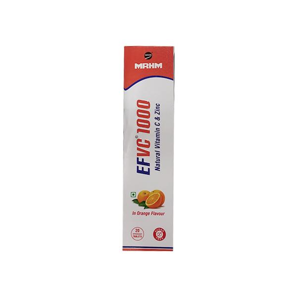 EFVC SUGAR FREE ORANGE FLAVOUR 1000 Effervescent Tablet 20's - Global Surgicals