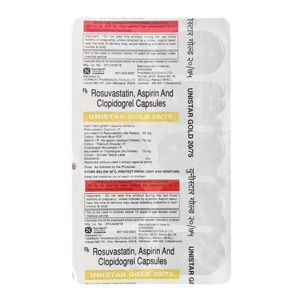 Unistar Gold 20/75mg Capsule 10's