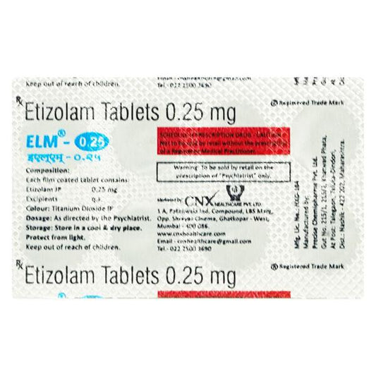 ELM 0.25 Tablet 10's - Global Surgicals