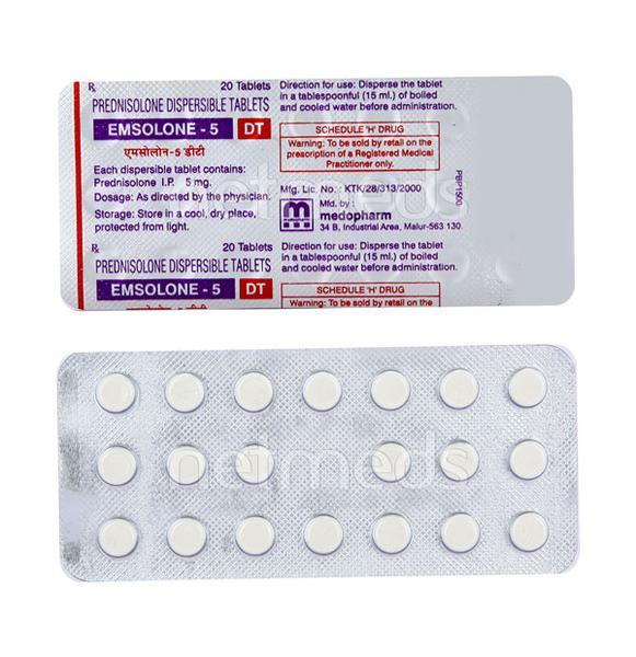 Emsolone DT 5mg Tablet 20'S - Global Surgicals