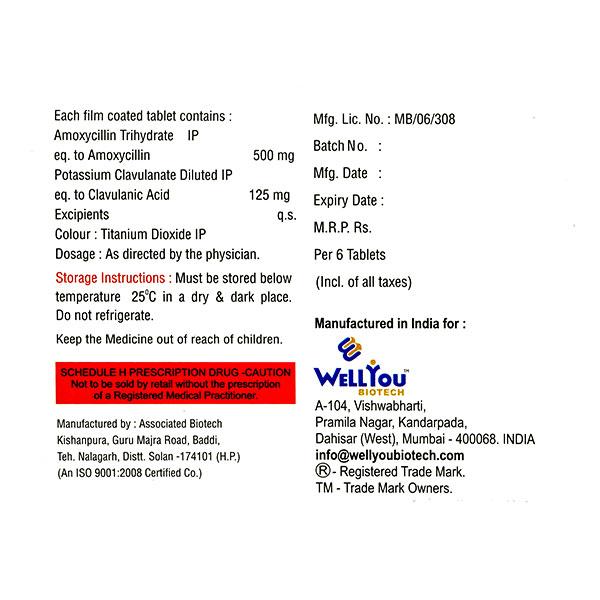 ORICLAV 625mg Tablet 6's