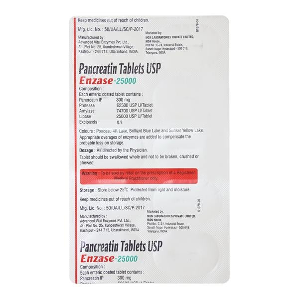 Enzase 25000 Tablet 10's - Global Surgicals