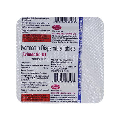EVIMECTIN DT Tablet 4's - Global Surgicals