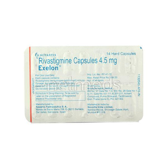 Exelon 4.5mg Capsule 14'S - Global Surgicals