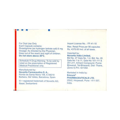 Exelon 6mg Capsule 14'S - Global Surgicals